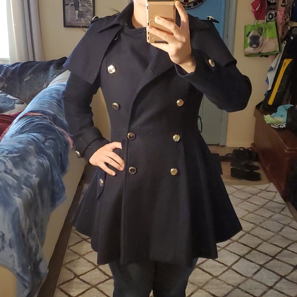 Lvero Mody Jackets & Blazers - Military Navy double breasted peacoat L